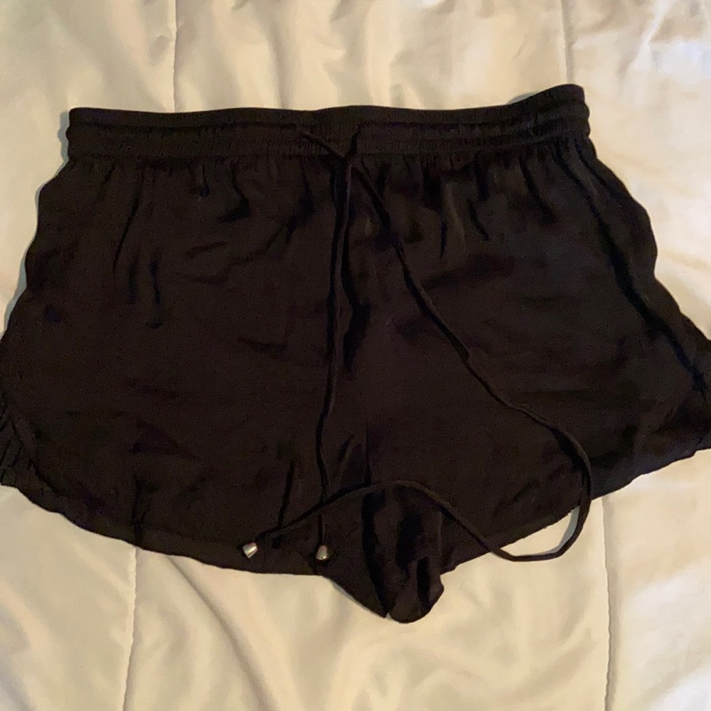 Zara black satin shorts
